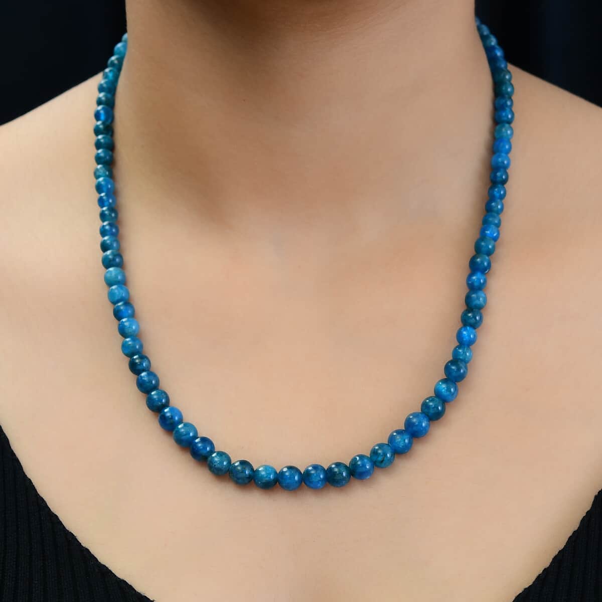 Malgache Neon Apatite Beaded Necklace 20 Inches in Sterling Silver 155.00 ctw image number 2