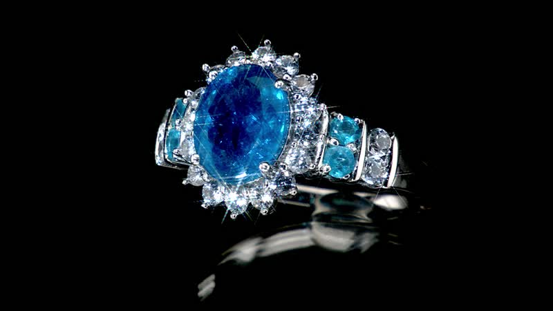 Malgache Neon Apatite and White Zircon Sunburst Ring in Platinum Over Sterling Silver 4.00 ctw