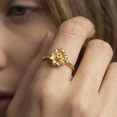 Electroform 24K Yellow Gold Floral Ring 1 Gram(Size 5.0)