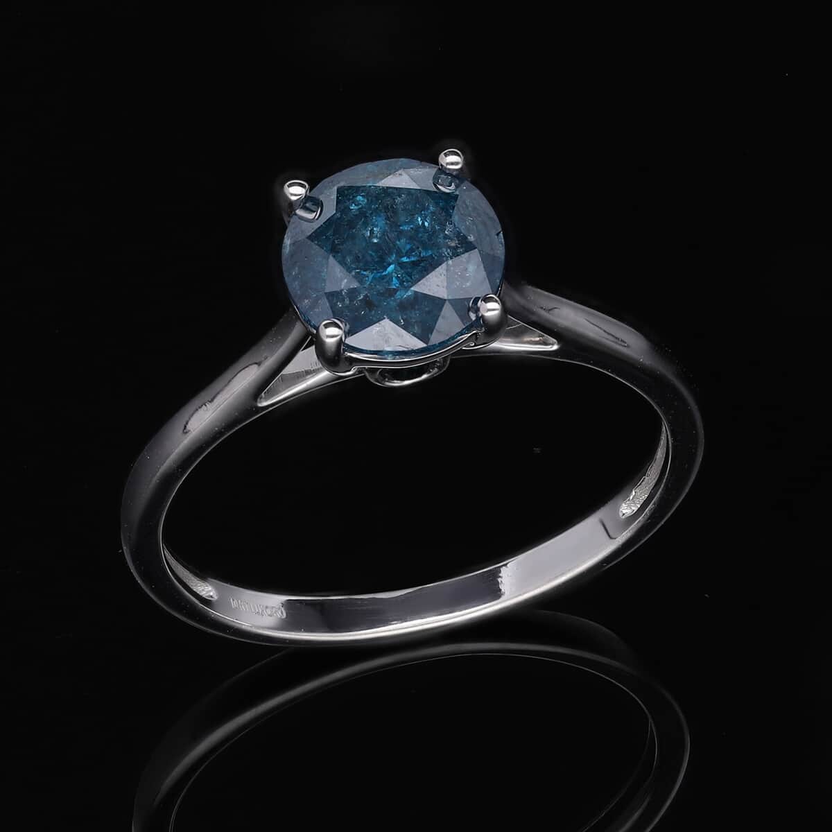 SGL Certified 10K White Gold Blue Diamond Ring 2.25 ctw image number 1