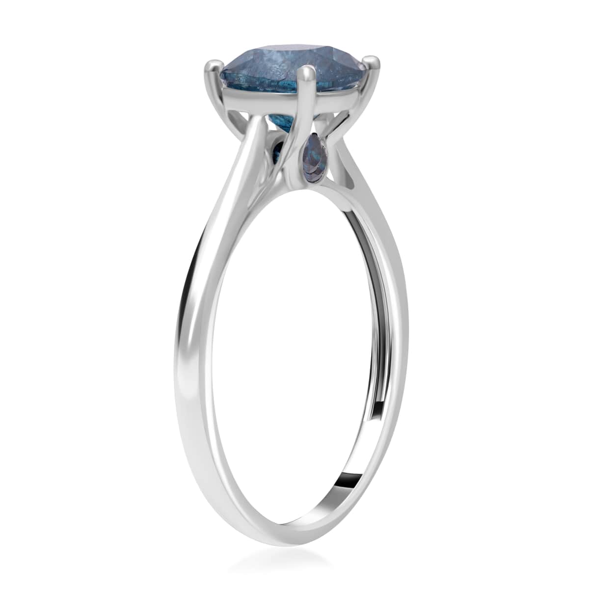 SGL Certified 10K White Gold Blue Diamond Ring 2.25 ctw image number 3