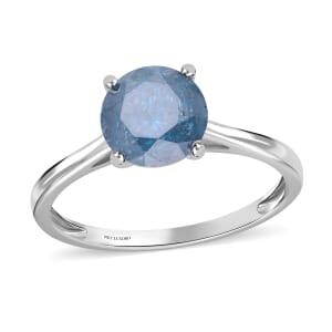 SGL Certified 10K White Gold Blue Diamond (IR) Ring (Size 6.0) 2.25 ctw