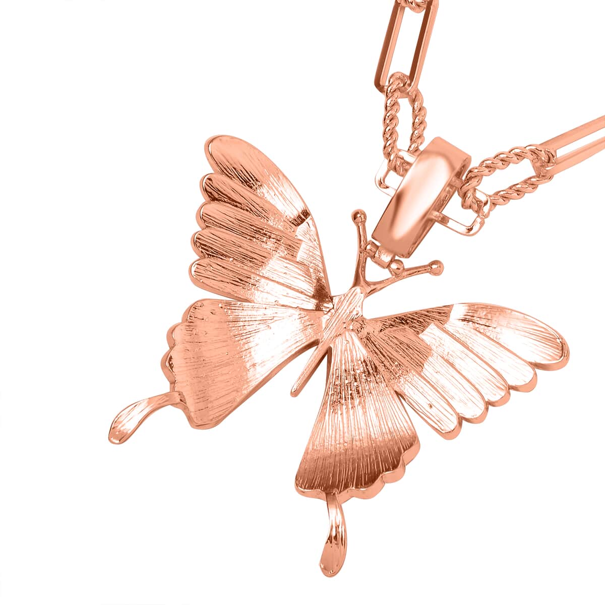 Austrian Crystal Butterfly Pendant Necklace 20-22 Inches in Rosetone image number 3