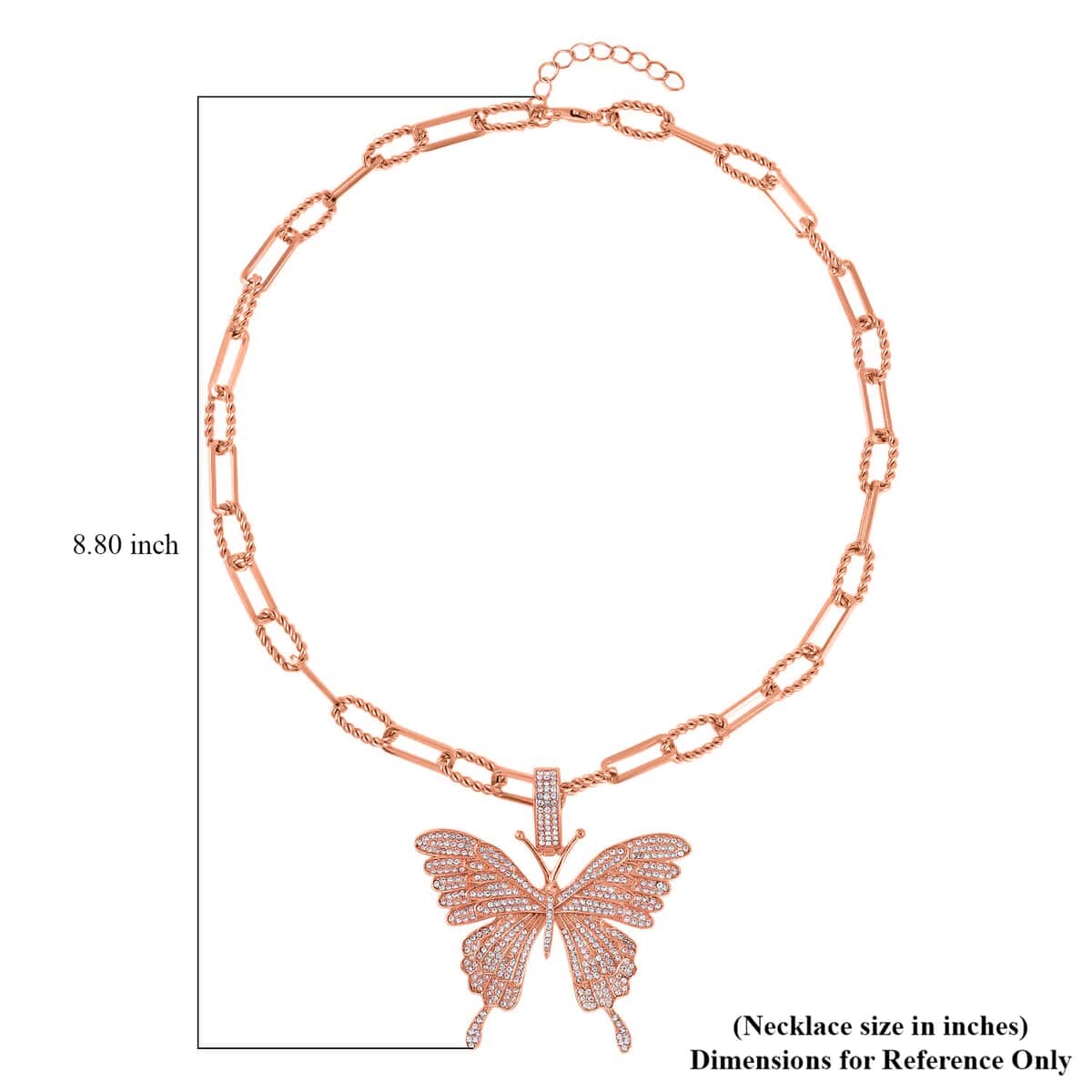 Austrian Crystal Butterfly Pendant Necklace 20-22 Inches in Rosetone image number 5