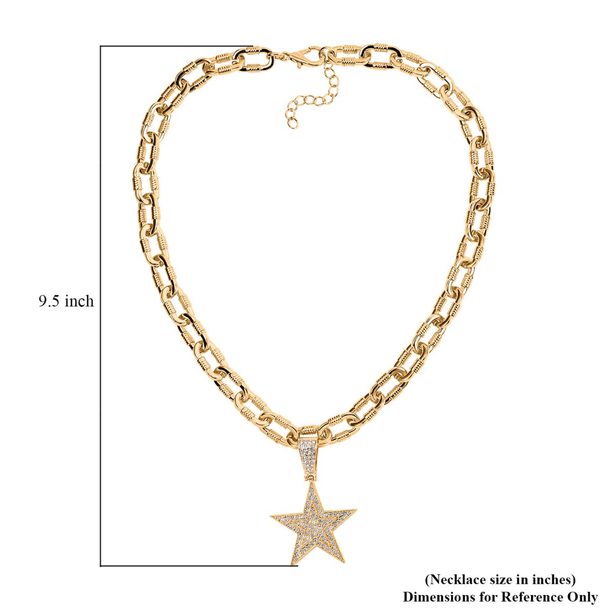 White Austrian Crystal Star Pendant Necklace 20-22 Inches in Goldtone image number 5