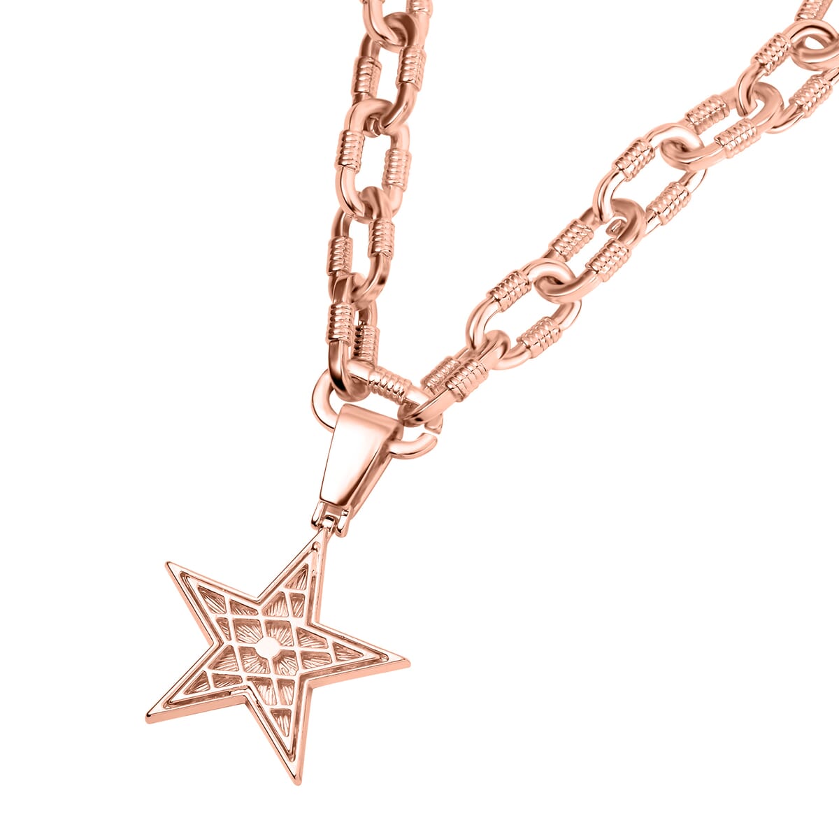 White Austrian Crystal Star Pendant Necklace 20-22 Inches in Rosetone image number 3