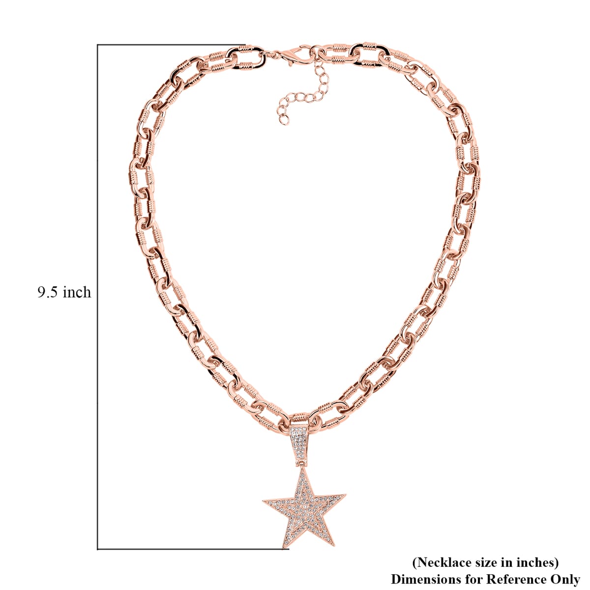 White Austrian Crystal Star Pendant Necklace 20-22 Inches in Rosetone image number 5