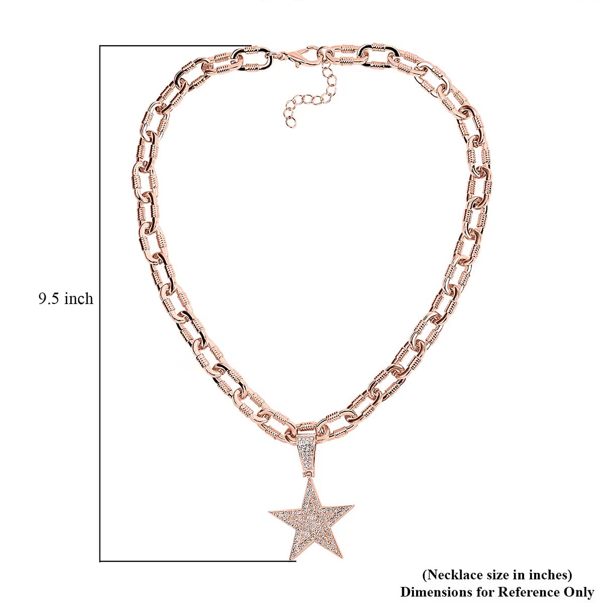 White Austrian Crystal Star Pendant Necklace 20-22 Inches in Rosetone image number 6