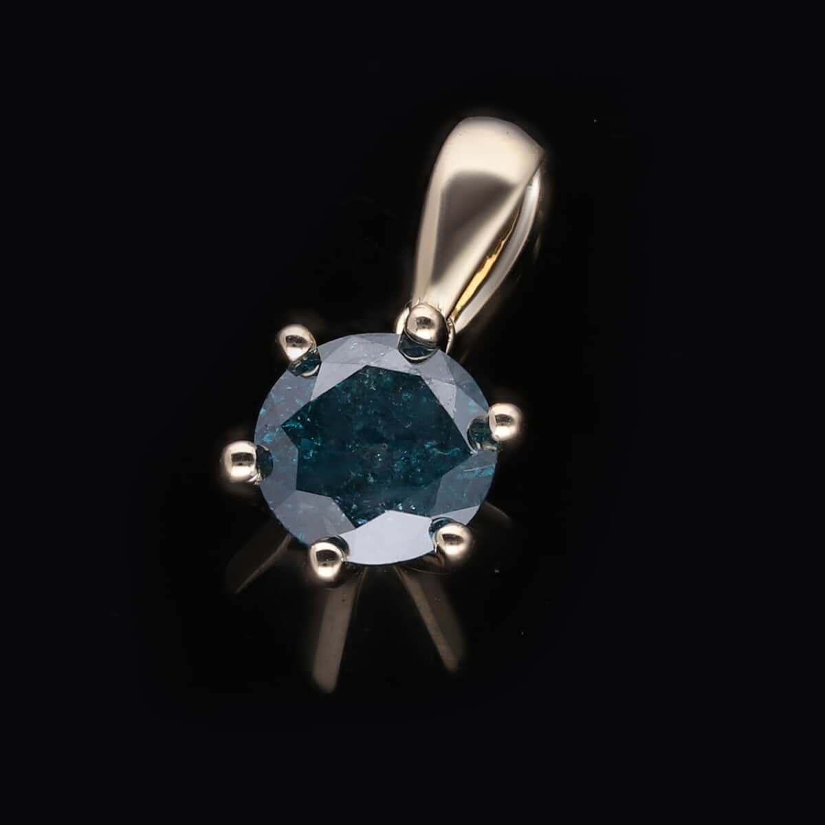 SGL Certified Luxoro 10K Yellow Gold Blue Diamond Solitaire Pendant 1.10 ctw image number 1