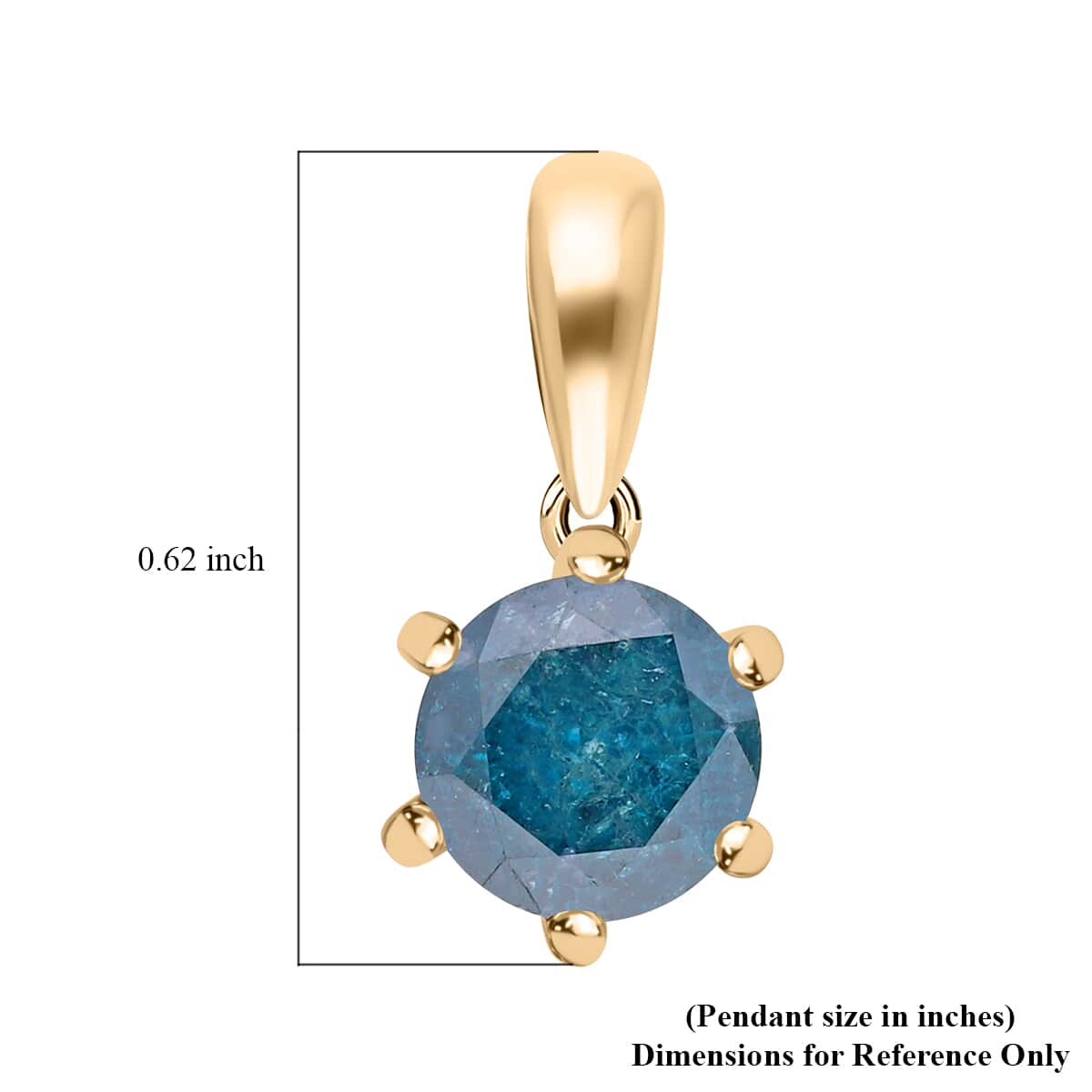 SGL Certified Luxoro 10K Yellow Gold Blue Diamond Solitaire Pendant 1.10 ctw image number 5