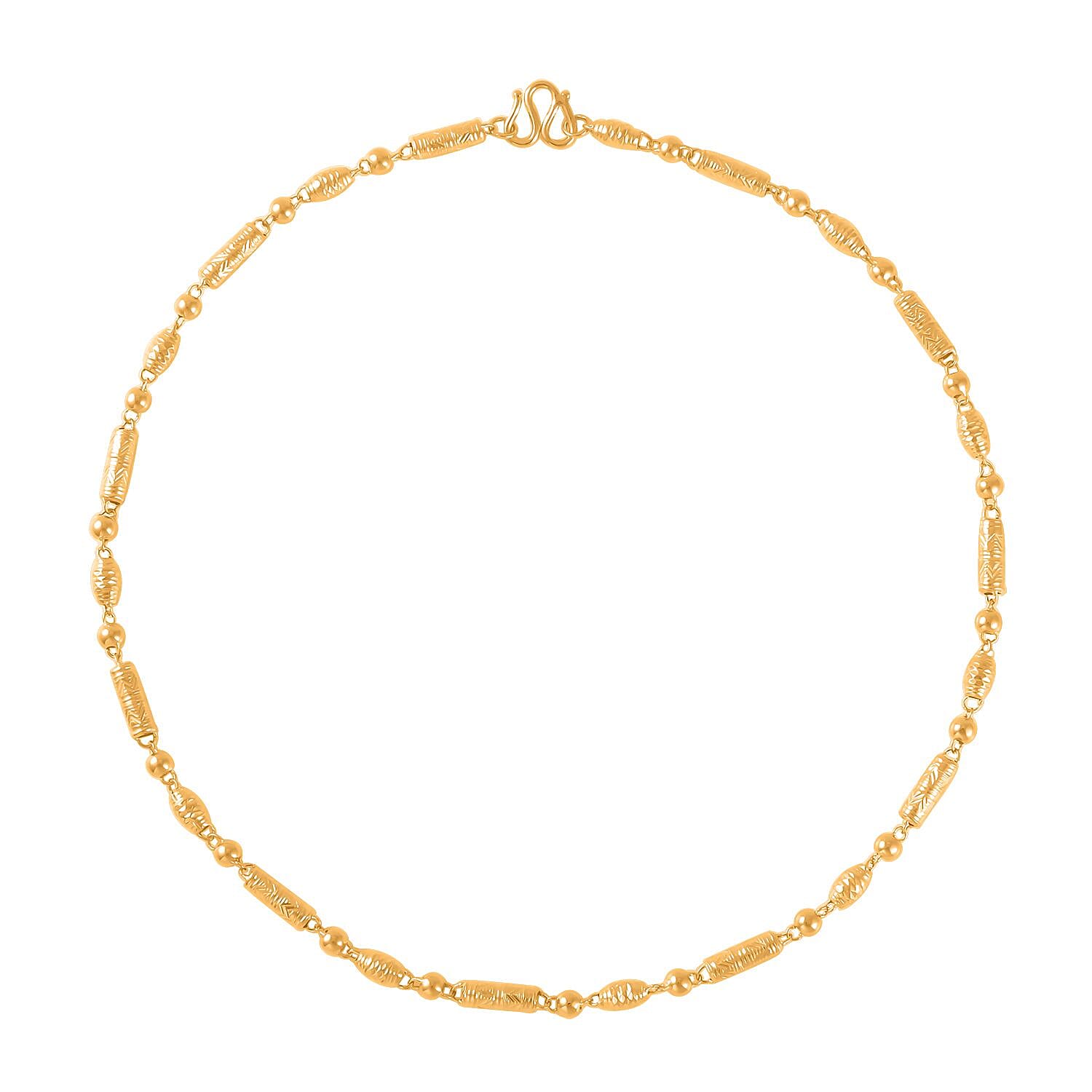 24K Yellow Gold Electroform 5.5mm Round Barrel Chain Necklace 18 Inches 15 Grams