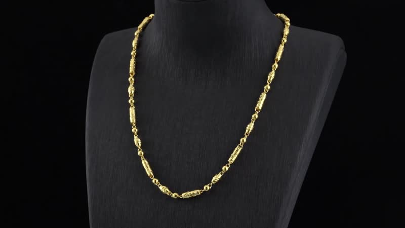 24K Yellow Gold Electroform 5.5mm Round Barrel Chain Necklace 18 Inches 15 Grams