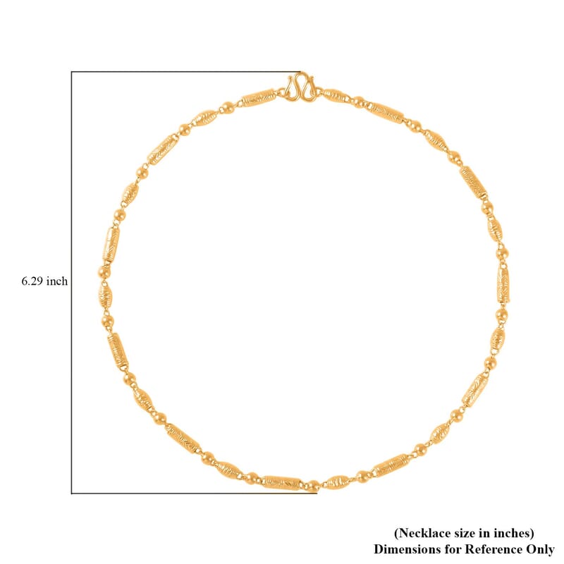 24K Yellow Gold Electroform 5.5mm Round Barrel Chain Necklace 18 Inches 15 Grams
