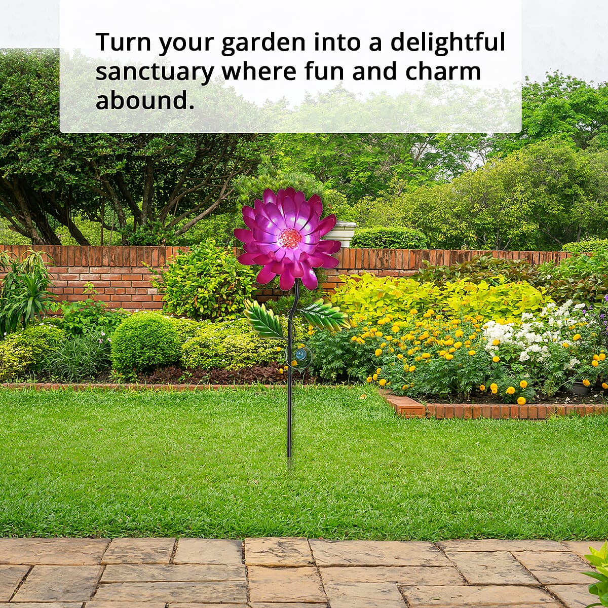 Green and Purple Flower Pattern Outdoor Garden Decoration image number 3