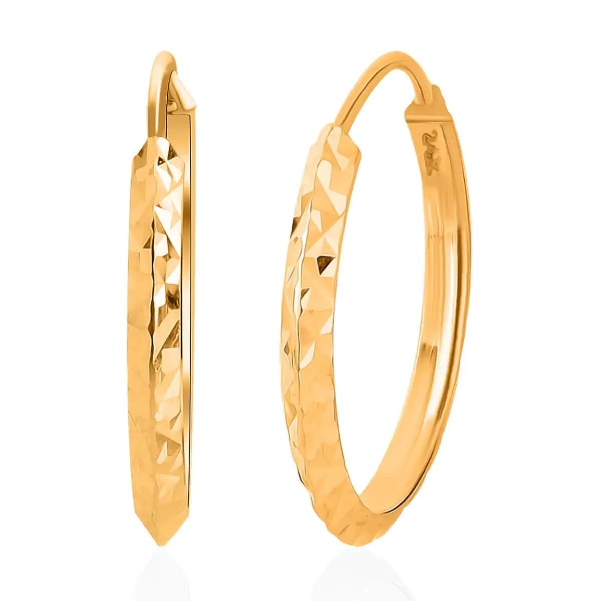 24K Yellow Gold Electroform Hoop Earrings (3 g) image number 0
