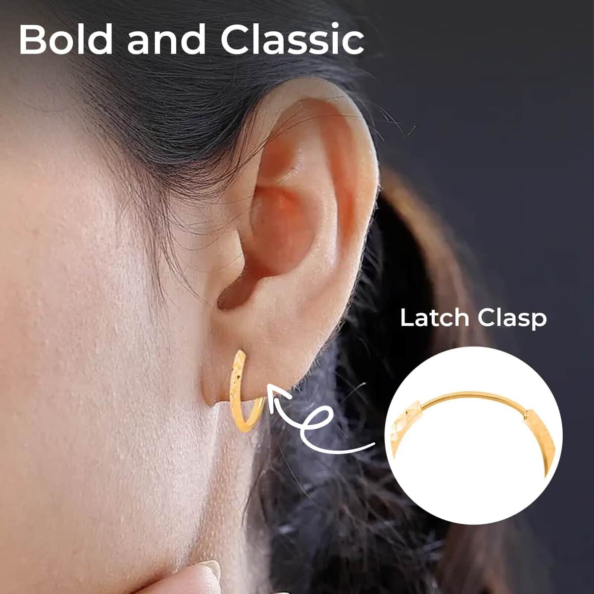 24K Yellow Gold Electroform Hoop Earrings (3 g) image number 2