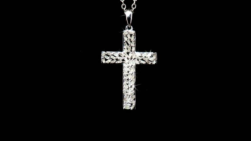 Diamond Cross Pendant in Platinum Over Sterling Silver 0.50 ctw