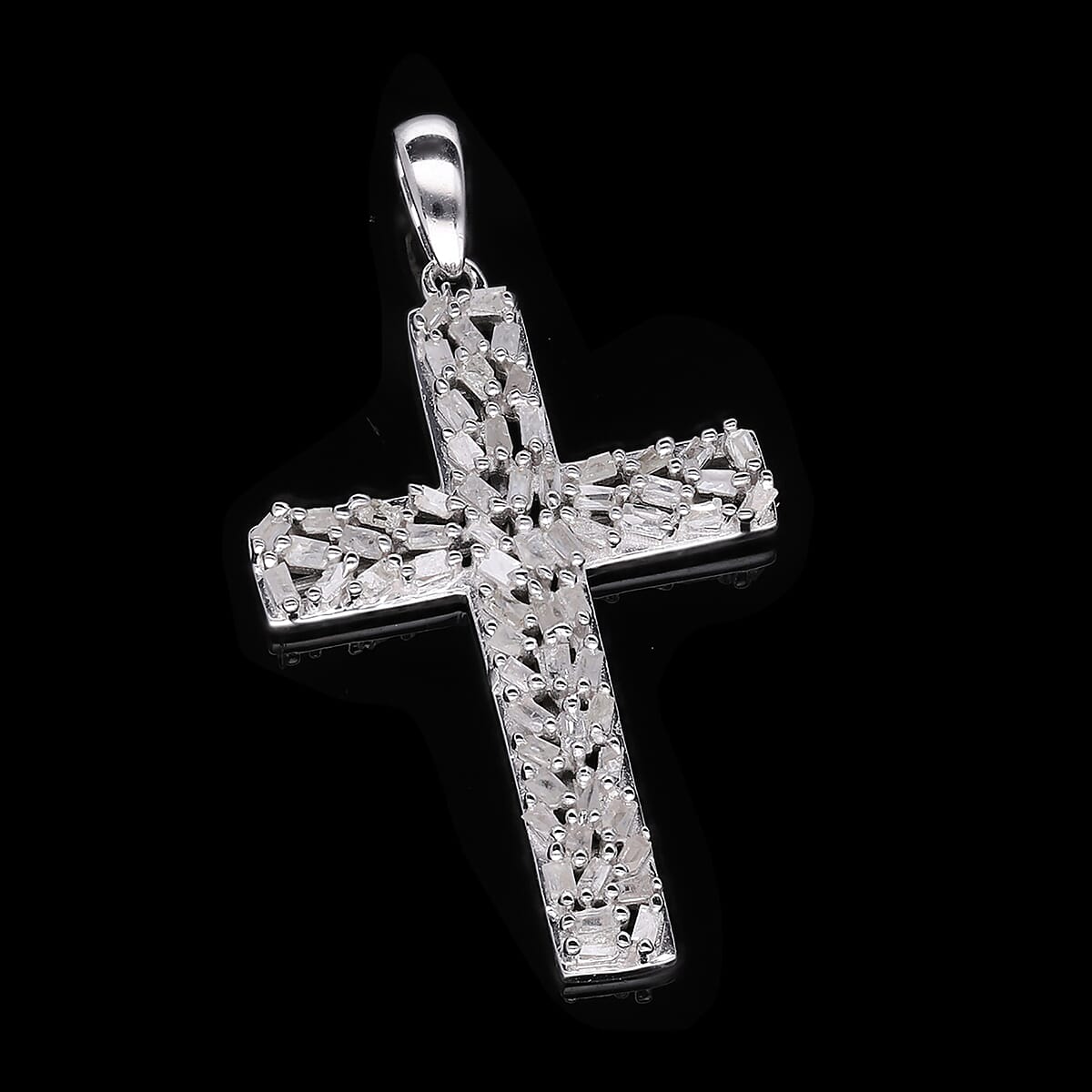 Diamond Cross Pendant in Platinum Over Sterling Silver 0.50 ctw image number 1
