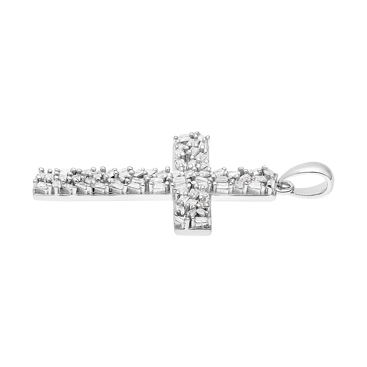 Diamond Cross Pendant in Platinum Over Sterling Silver 0.50 ctw image number 3