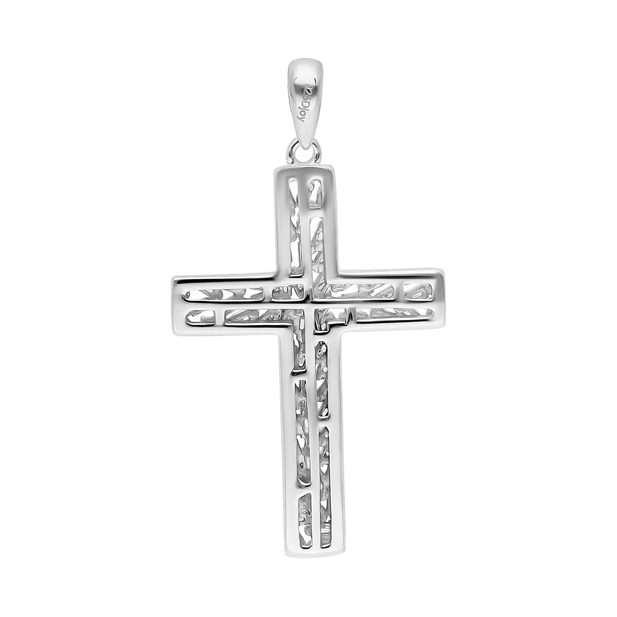 Diamond Cross Pendant in Platinum Over Sterling Silver 0.50 ctw image number 4