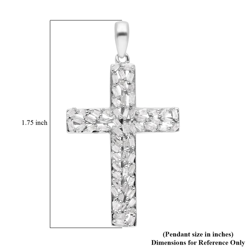 Diamond Cross Pendant in Platinum Over Sterling Silver 0.50 ctw