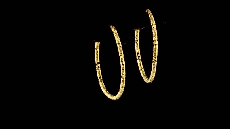24K Yellow Gold Electroform Twisted Textured Hoop Earrings 2.60 Grams