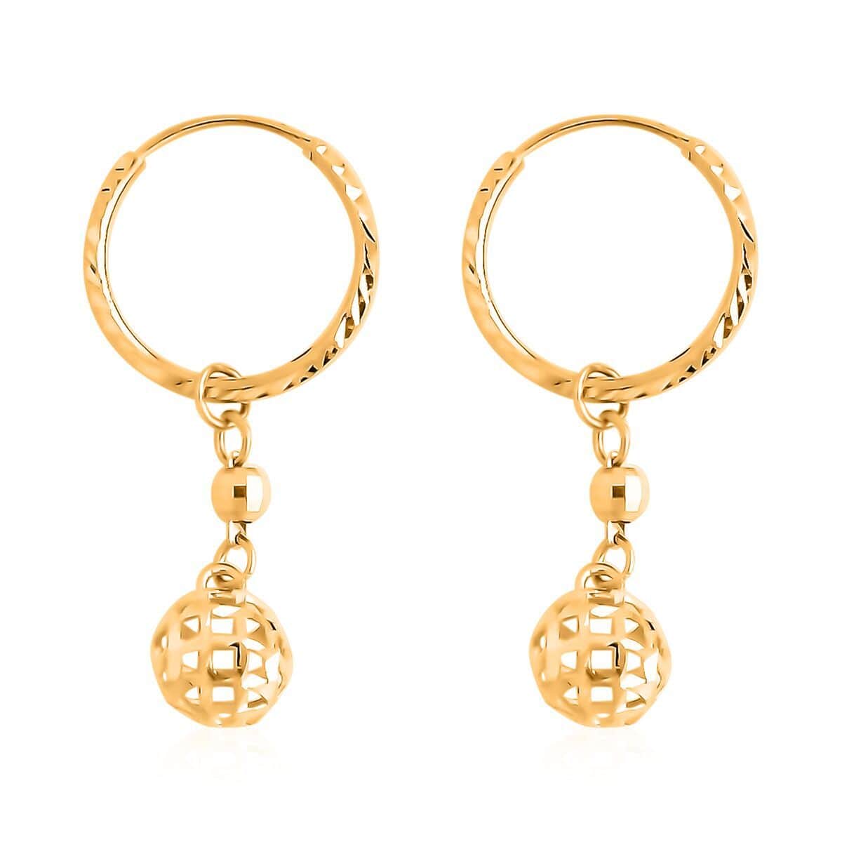 24K Yellow Gold Electroform Drop Earrings 2 Grams image number 3