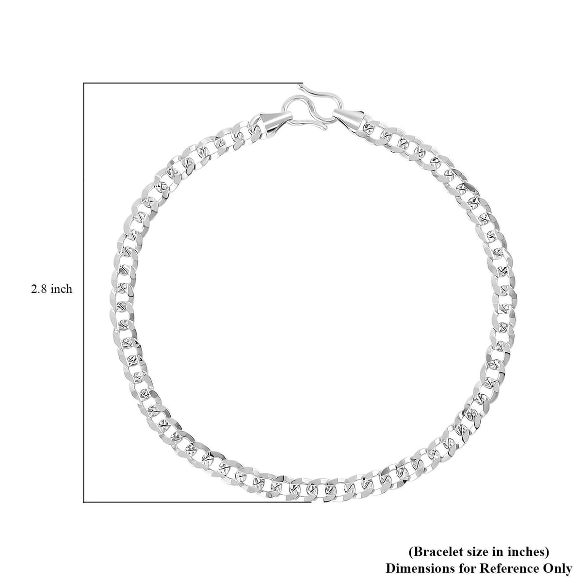 950 Platinum 4.4mm Men's Link chain Bracelet (8.00 In) 9.55 Grams image number 3
