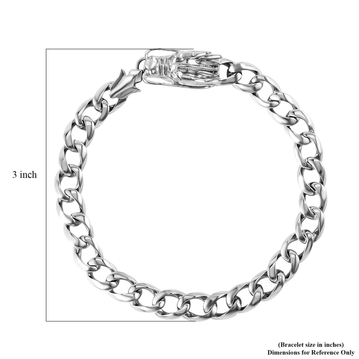 950 Platinum 7.8mm Men's Dragon Bracelet (8.00 In) 47.45 Grams image number 3