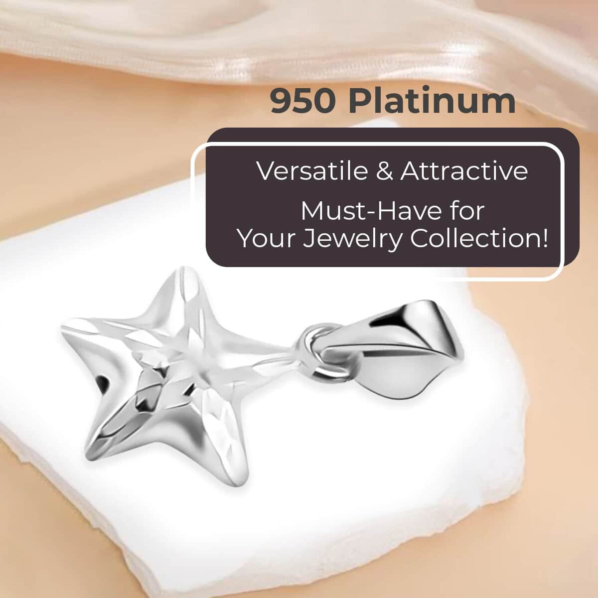 950 Platinum Electroform Star Pendant, 950 Platinum Pendant, Electroform Pendant, Diamond Cut Pendant, Gifts For Her 1 Grams image number 3