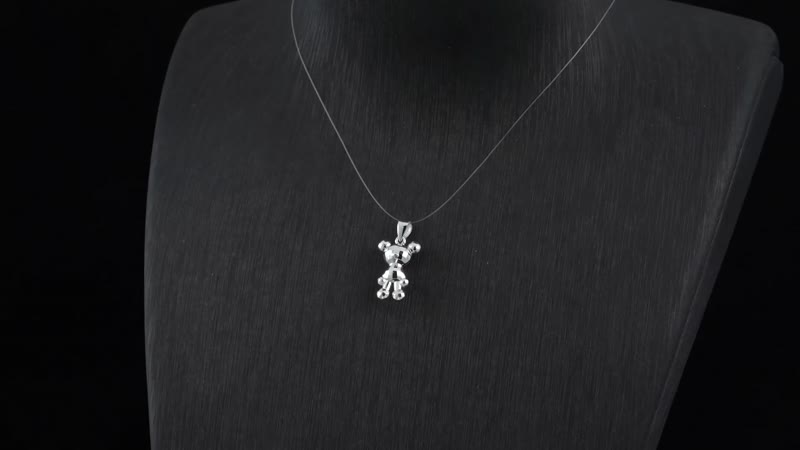 950 Platinum Electroform Teddy Bear Pendant 2.30 Grams