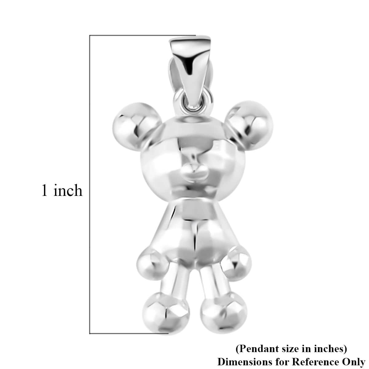 950 Platinum Electroform Teddy Bear Pendant 2.30 Grams image number 3