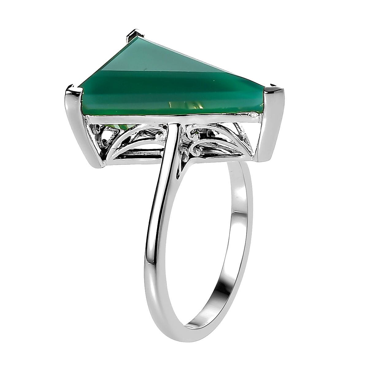 Verde Onyx Solitaire Ring in Platinum Over Sterling Silver (Size 10.0) 7.00 ctw image number 3