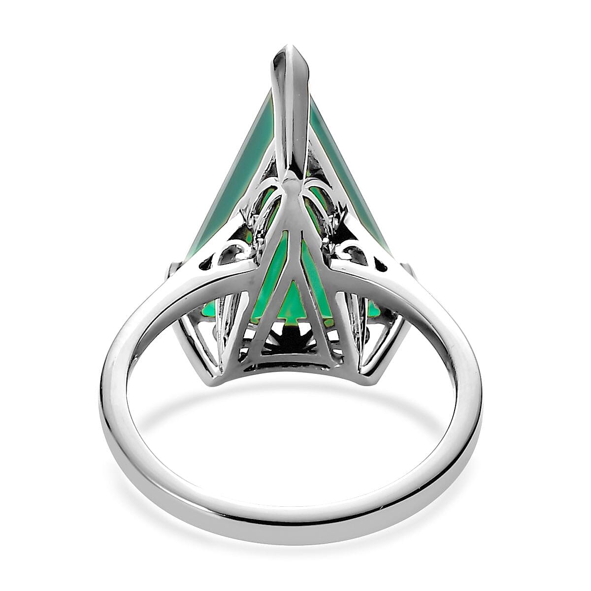 Verde Onyx Solitaire Ring in Platinum Over Sterling Silver (Size 10.0) 7.00 ctw image number 4