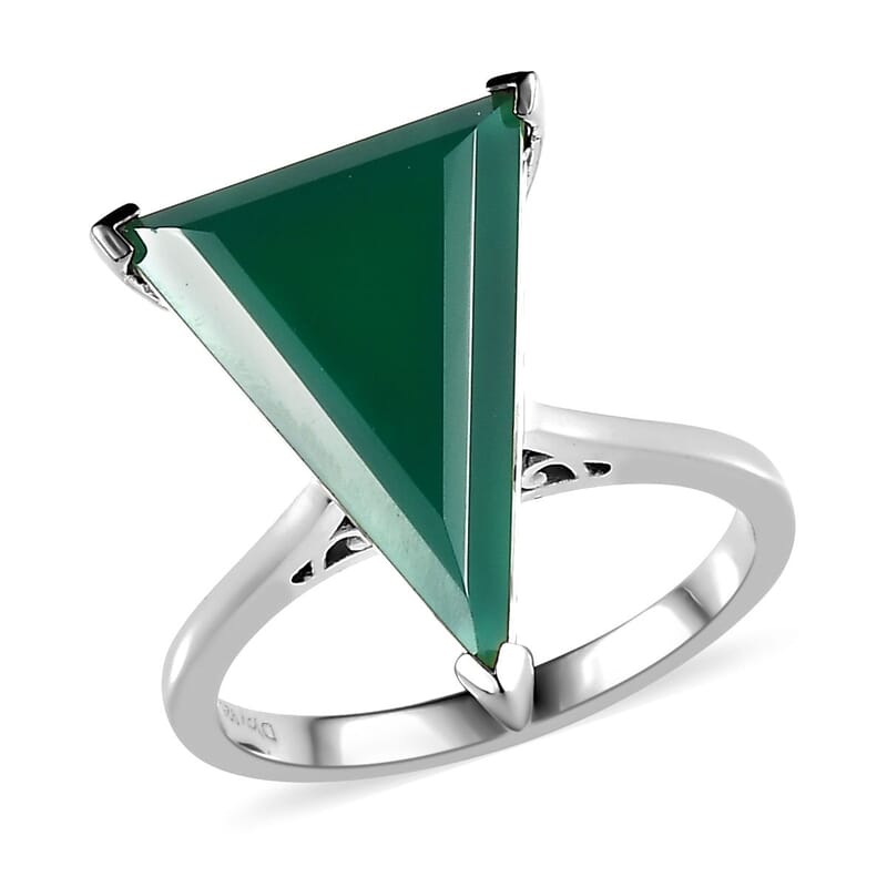 Verde Onyx Solitaire Ring in Platinum Over Sterling Silver (Size 8.0) 7.00 ctw