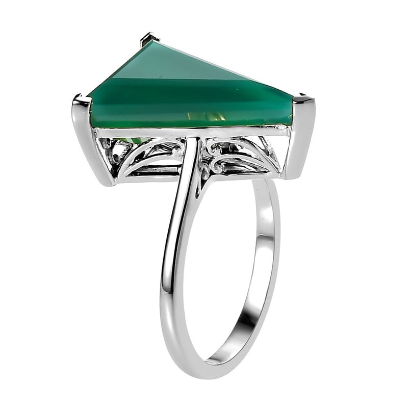 Verde Onyx Solitaire Ring in Platinum Over Sterling Silver (Size 8.0) 7.00 ctw