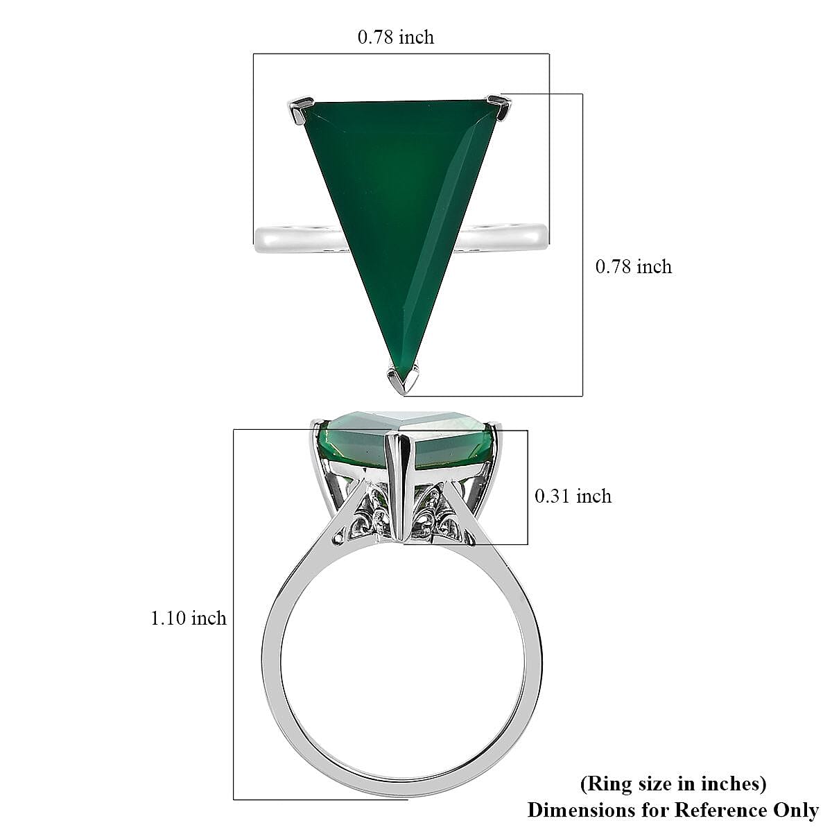 Verde Onyx Solitaire Ring in Platinum Over Sterling Silver (Size 8.0) 7.00 ctw