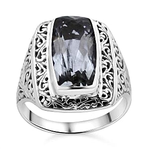 Prasiolite 7.94 ctw Ring in Sterling Silver (Size 5.5)