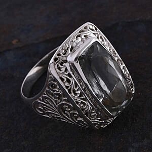 Prasiolite 7.94 ctw Ring in Sterling Silver (Size 5.5)