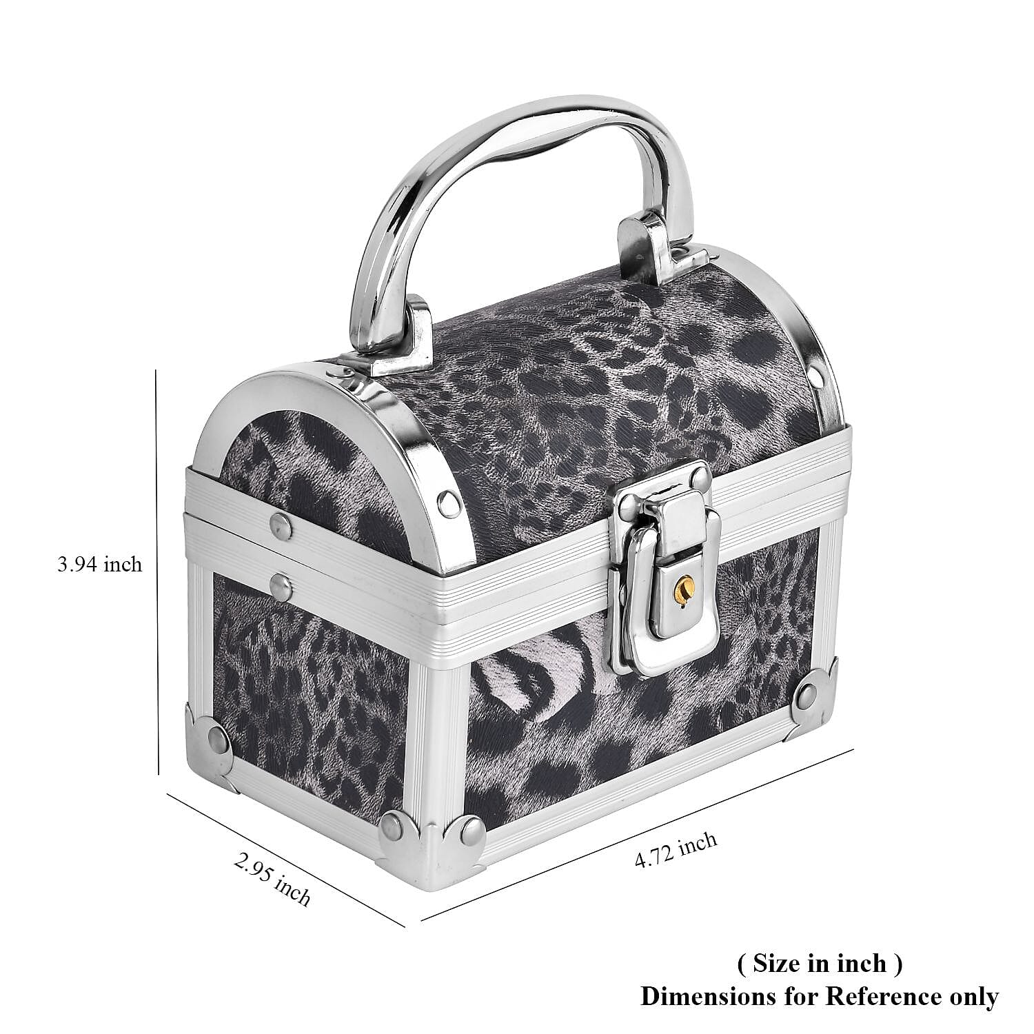 Black Faux Leather Leopard Pattern and Aluminum Two Layer Jewelry Organizer