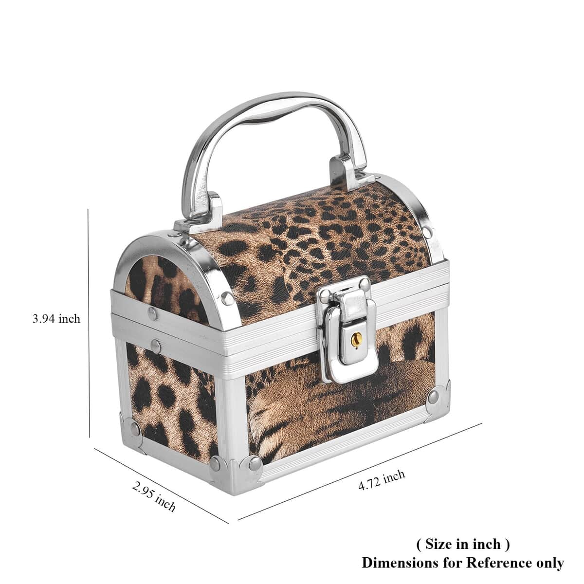 Cream Faux Leather Leopard Pattern and Aluminum Two Layer Jewelry Organizer image number 7