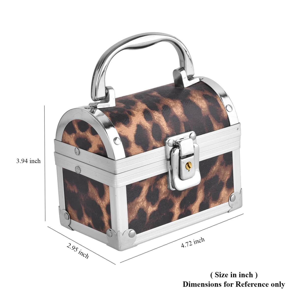 Dark Brown Faux Leather Leopard Pattern and Aluminum Two Layer Jewelry Organizer image number 7