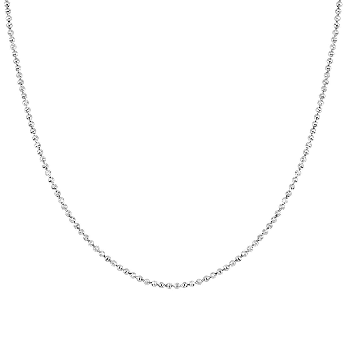 950 Platinum Electroform Diamond-cut Beaded Chain Necklace 18 Inches 8.40 Grams image number 1