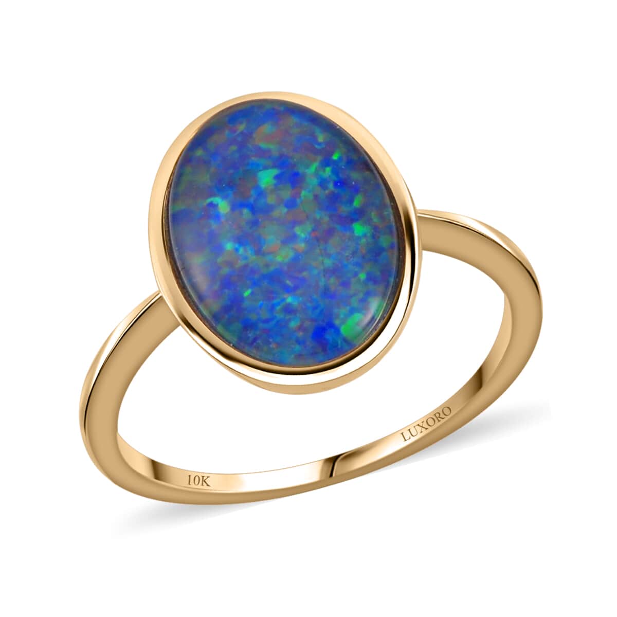Luxoro 10K Yellow Gold Boulder Opal Triplet Solitaire Ring (Size 11.0) 3.35 ctw image number 0