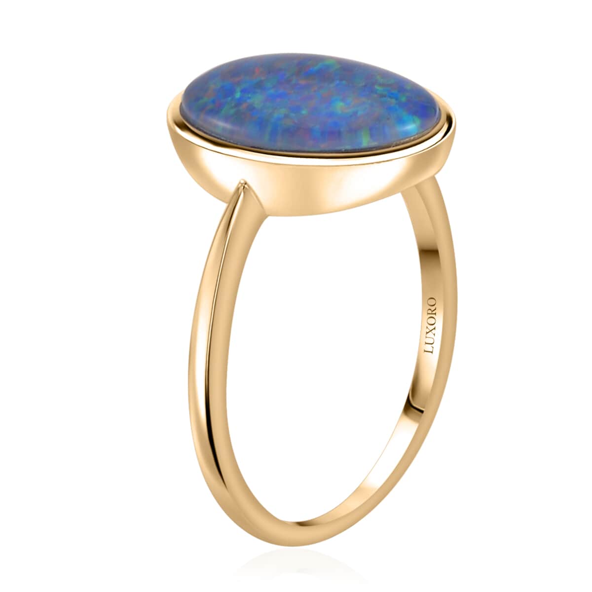 Luxoro 10K Yellow Gold Boulder Opal Triplet Solitaire Ring (Size 11.0) 3.35 ctw image number 3