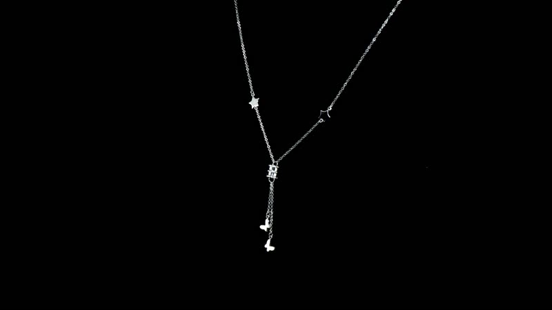 950 Platinum Star and Butterfly Necklace 20-22 Inches with Lobster Lock 6.20 Grams