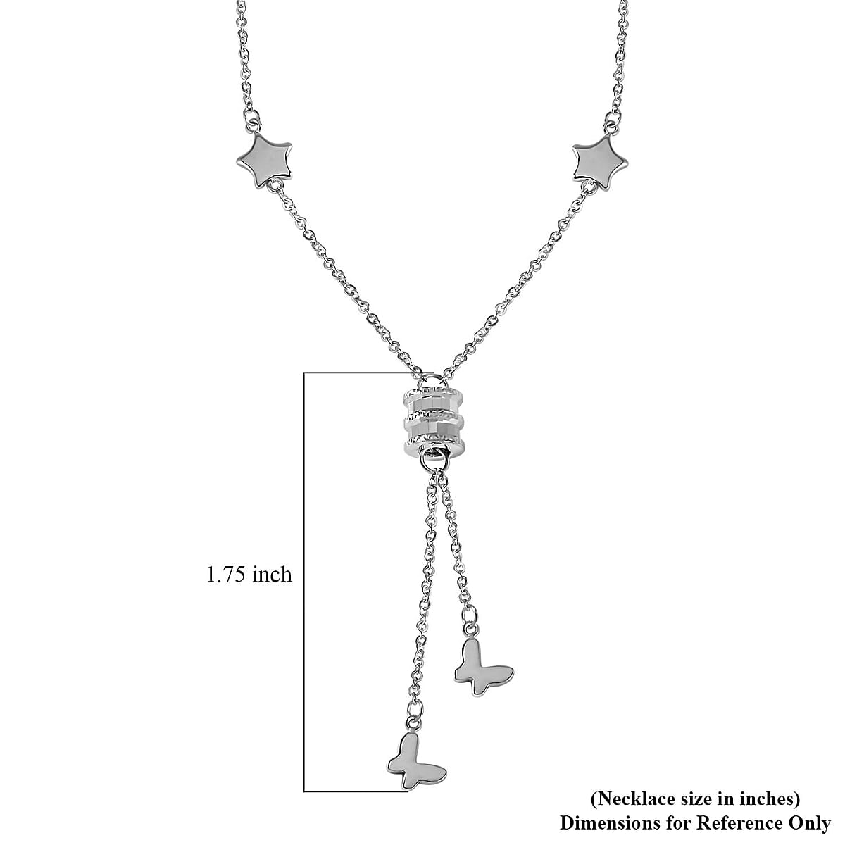 950 Platinum Star and Butterfly Necklace 20-22 Inches with Lobster Lock 6.20 Grams image number 3