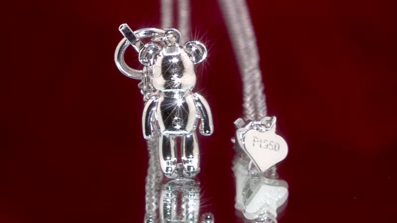 950 Platinum Teddy Bear Necklace (20 Inches) with Lobster Lock (6.50 g)