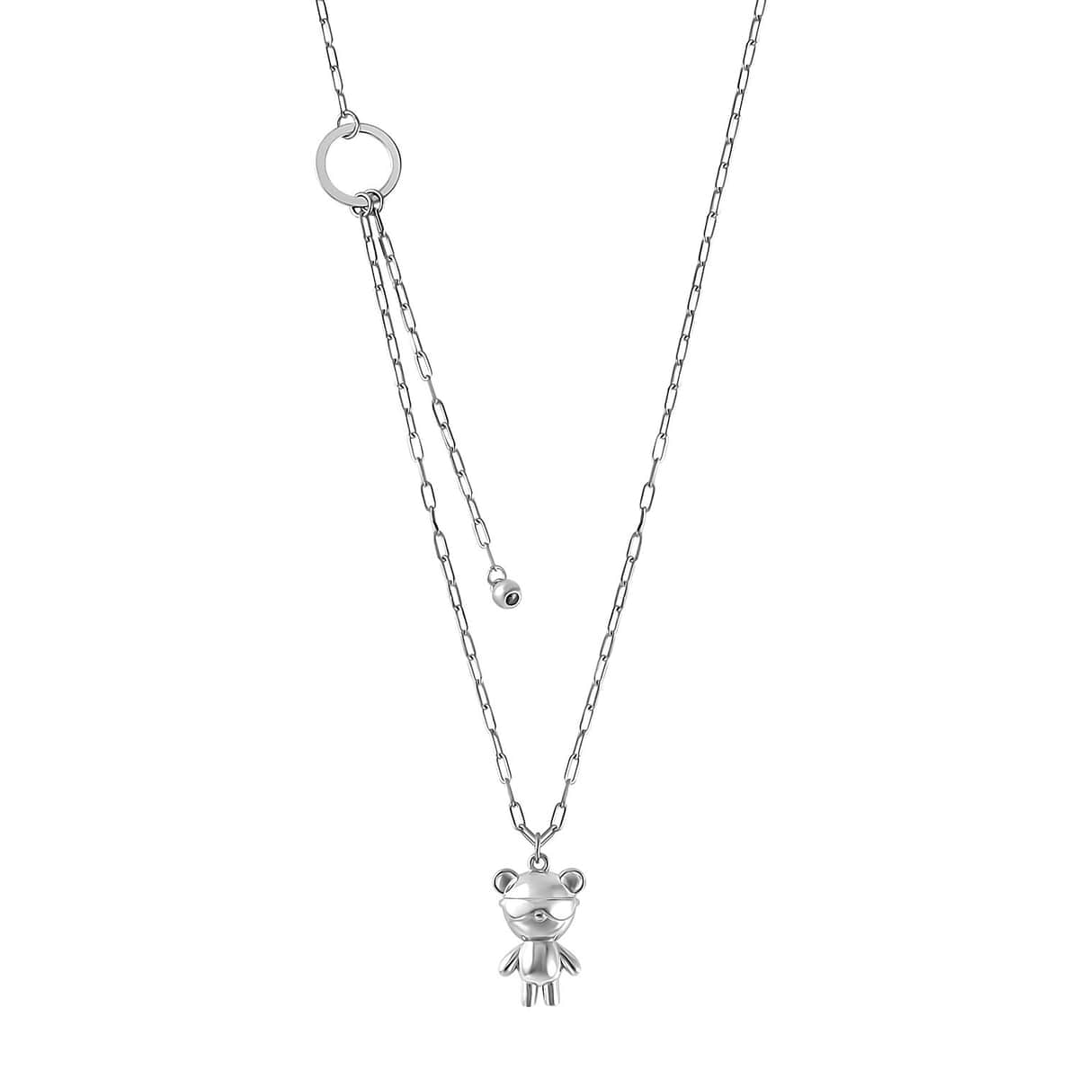 950 Platinum Electroform Teddy Bear Necklace 18-20 Inches with Lobster Lock 6 Grams image number 0