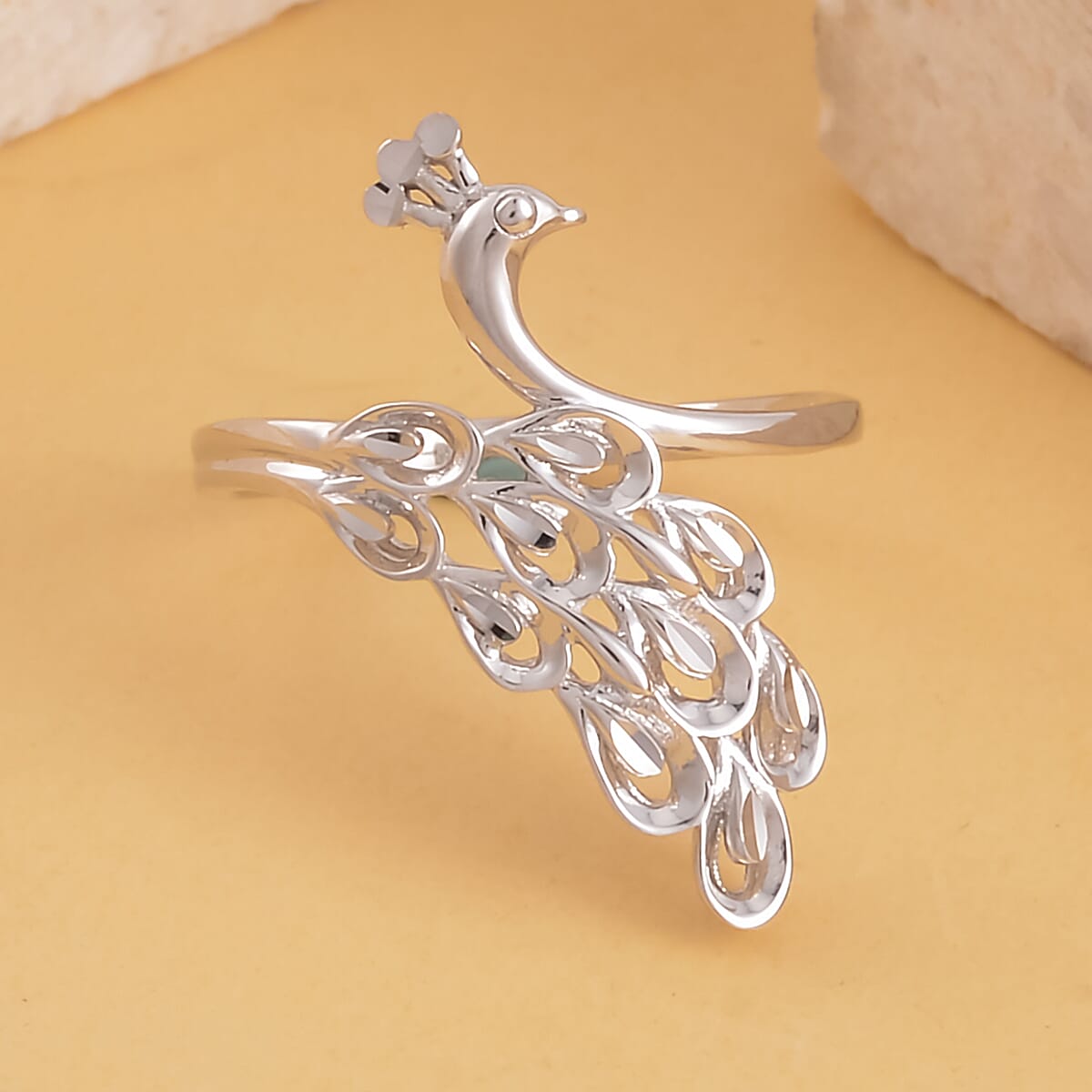 950 Platinum Peacock Ring (Size 7.0) 4 Grams image number 1